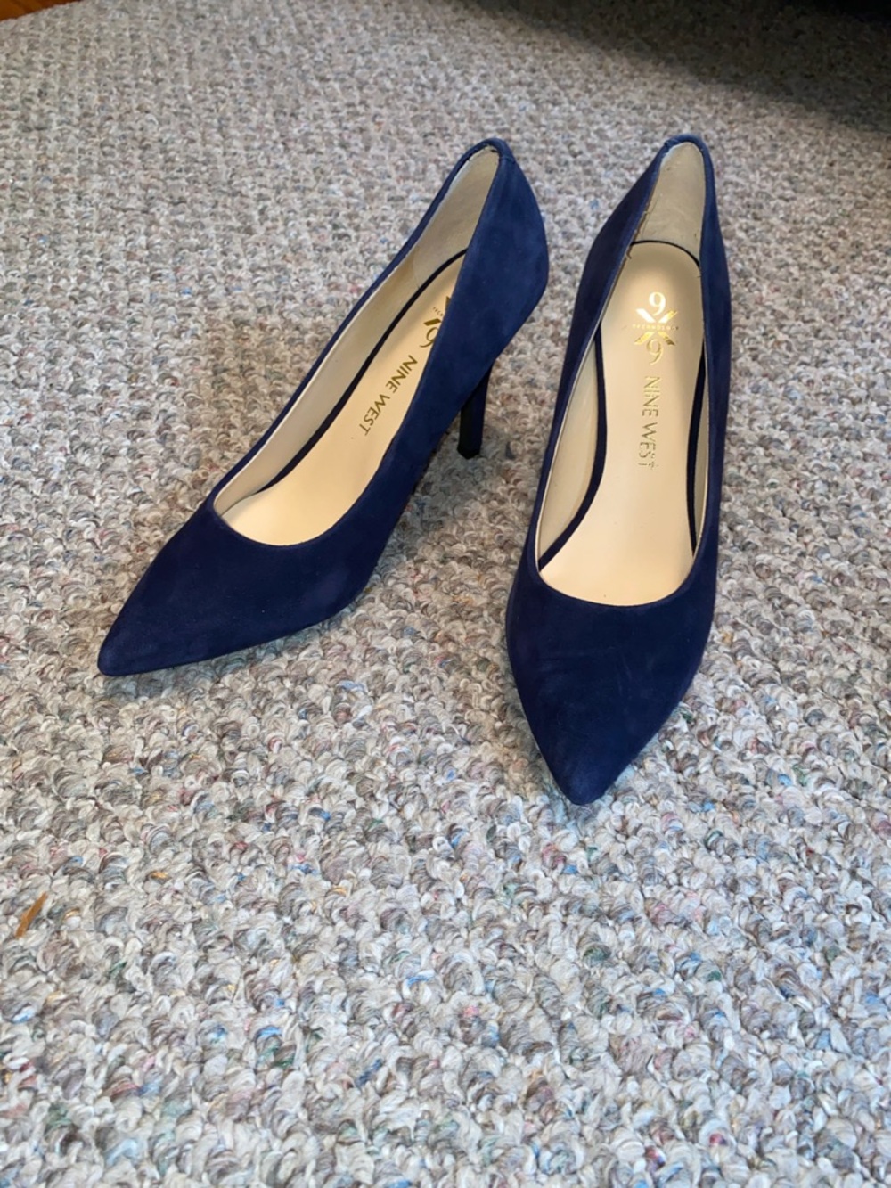Nine West Navy Suede Pointed-Toe Pumps